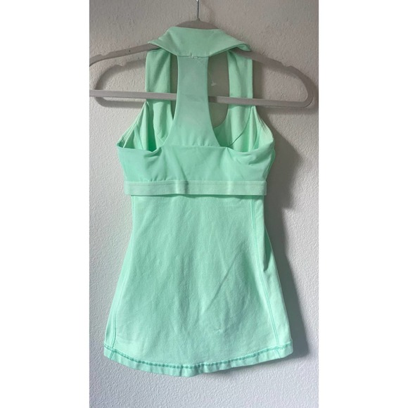 Lululemon Scoop Neck Tan Luon Fresh Teal Top Size 4 - Picture 4 of 9